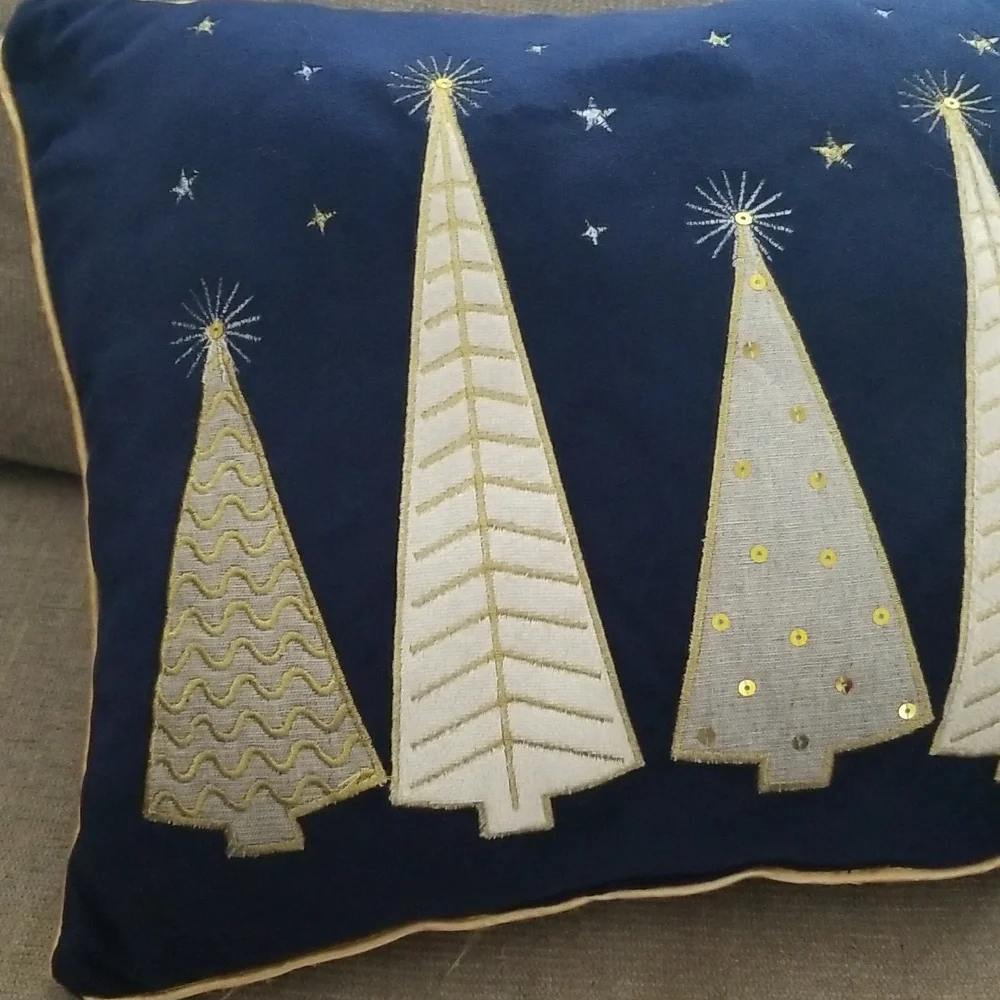 Blue Velvet Holiday Accent Pillow